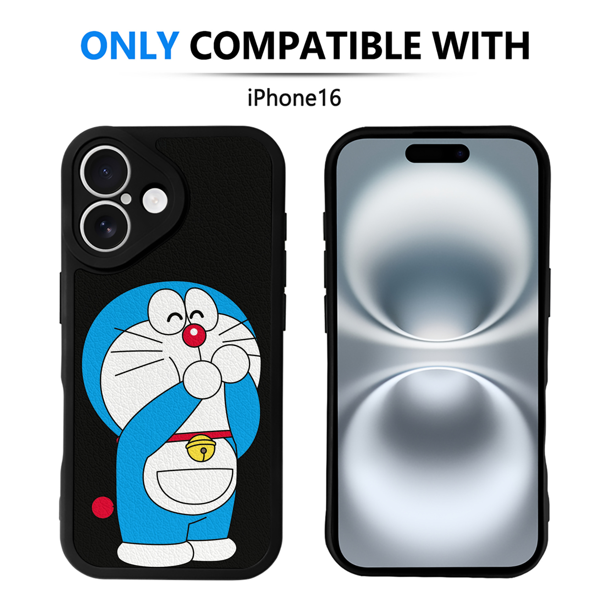 （画像用） ドラえもん Doraemon 【iPhone 16シリーズ対応】シリコンスマホケース（レザー調） 材質：シリコン
